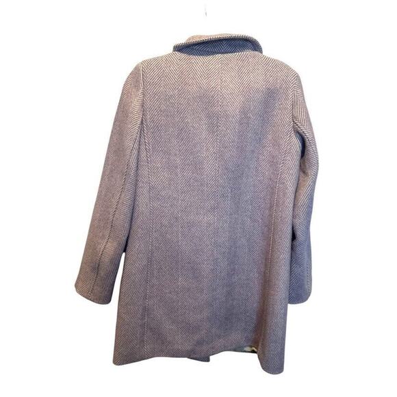 LOFT Lilac Wool Blend Pea Coat Jacket Herringbone Asymmetric Zip Pockets Small - Picture 4 of 11
